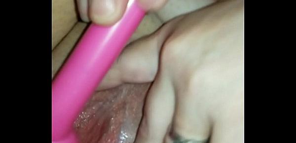  Sweet shaved pussy gives a massive load of cream and I cum twice from fucking both her holes